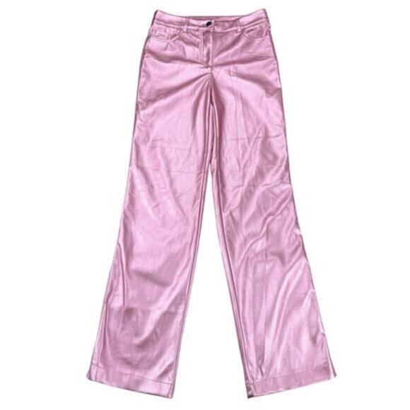 House Of Harlow Pink Metallic Faux Leather Pants Size 2 - Picture 2 of 6